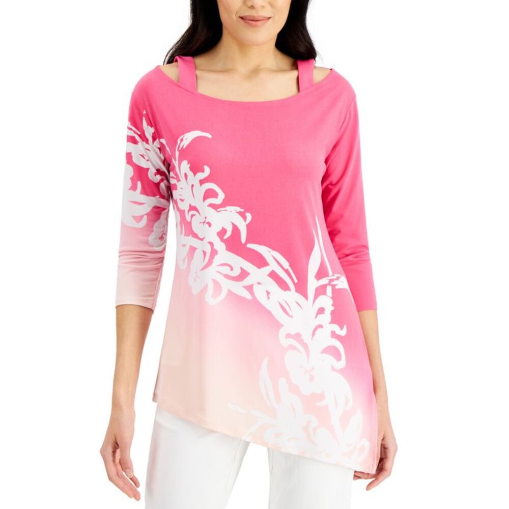 JM Collection Asymmetrical Ombre Top